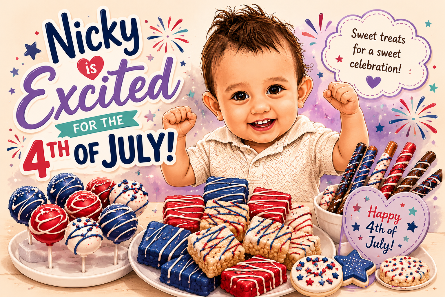 Nicky excited for the 4th of July with patriotic sweet treats